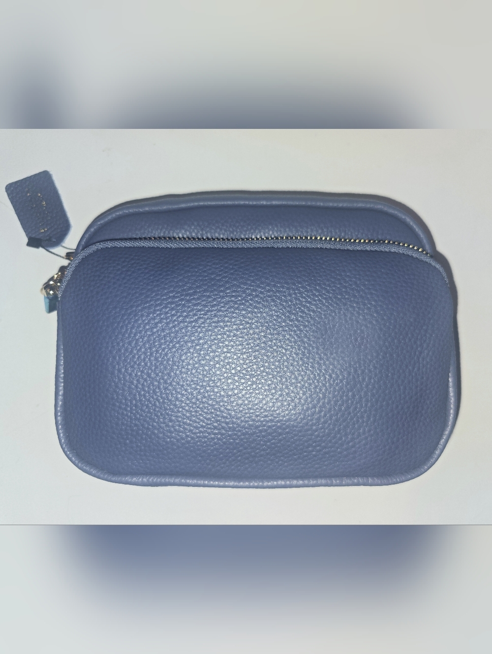new Pom Pom London "As Is" Mayfair Leather Crossbody (no strap),pigeon blue